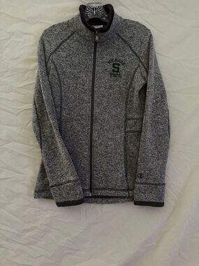 Champion Gray Full-Zip Michigan State Sweater Jacket